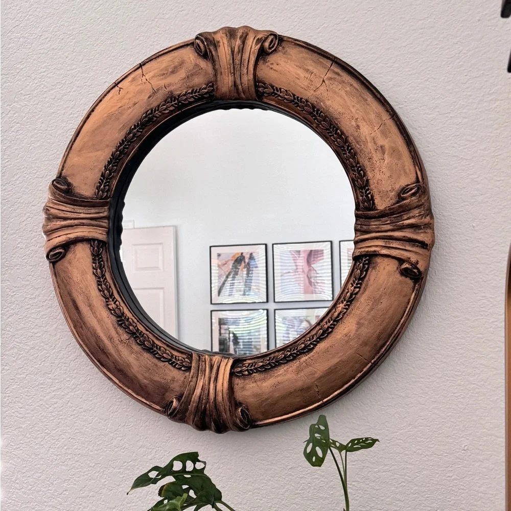 Vintage Antique Gold Round Frame With Mirror